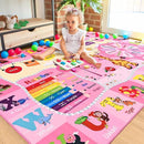 Kids Rugs for Playroom Bedroom Classroom Nursery, Non-Slip and Washable Rugs for Children Toddlers Girls, Educational and Fun Rug Carpets with ABC Alphabet Animals Shapes, 7x10, Pink by CozyNest Decor