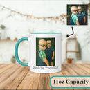 Personalized Coffee Mug, Custom Drawing Portrait Gift, Funny Customized Coffee Gift for Men & Women, Custom Mugs with Pictures, Teal 11oz Customized Ceramic Tea Cup by TinyTreasures Baby Boutique