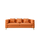 81 Inch Oversized 3 Seater Sectional Sofa, Living Room Comfort Fabric Sectional Sofa-Deep Seating Sectional Sofa, Soft Sitting with 3 Pillows for Living Room,Bedroom,Office.,Orange teddy
