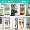 Metal Wardrobe Cabinet with Hanging Rod,White Armoire Wardrobe Closet,Metal Clothing Storage Cabinet with Adjustable Shelves and Doors,72" Wardrobes Storage Cabinet for Home,Living/Laundry Room