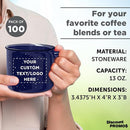 DISCOUNT PROMOS Custom Ceramic Campfire Coffee Mugs 13 oz. Set of 100, Personalized Bulk Pack - Perfect for Tea, Espresso, Cappuccino, Hot Cocoa - Blue by TinyTreasures Baby Boutique