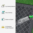 GAOMON Outdoor Plastic Straw Rug, 10'x14' Reversible Sage Green Patio Mat, Flower Modern Design for RV, Backyard, Deck, Camping, Picnic, Black/Grey(Geometric) by CozyNest Decor
