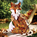 Elenon Metal Fox Statue Art Garden Decoration, Handcrafted Standing Fox Ornament Decor with Fall Leaves, Mid Century Fox Figurine Outdoor Decor for Patios, Lawns, Flower Bed by CozyNest Decor