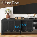 ORRD 63'' TV Stand, Modern TV Console Table Wave Panel Television Stands Entertainment Media Center with Storage Compartment and Sliding Door for Living Room (Black) by CozyNest Decor