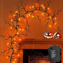 [ 8 Modes & Timer ] Halloween Willow Vine Twig Decor Garland with Pumpkins, 6 FT 54 LED Battery Operated for Indoor Halloween Decorations Home Mantle Fireplace by CozyNest Decor