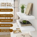 Fun Memories White Floating Shelves, 8 Inch Deep Wall Shelves Set of 2, Rustic Deep Shelves for Wall Storage, 24 x 8 Floating Shelves, 8" Deep White Shelves for Bedroom, Living Room, Kitchen by CozyNest Decor