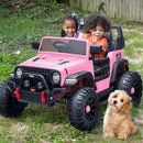2 Seater Ride on Toy Car for Kids, 24V 4WD Ride-on Truck Kids Electric Car with Remote Control, 4x200W Motors - Light Pink by TinyTreasures Baby Boutique