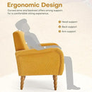 Chenille Fabric Accent Chair, Upholstered Armchair with Solid Wood Legs, Modern Living Room Accent Chair, Comfy Single Sofa Chair Reading Club Chair for Bedroom Reception Lounge, Yellow by CozyNest Decor