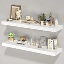 Floating Shelves for Wall, 36" W x 8" D x 1.5" H, Wooden Wall Mounted Display Shelves with Invisible Brackets for Living Room, Bedroom, Bathroom, Kitchen Decor and Storage, Set of 2, White by CozyNest Decor