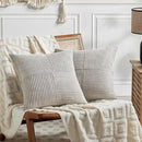 Fancy Homi 2 Packs Neutral Grey Decorative Throw Pillow Covers 18x18 Inch for Living Room Couch Sofa, Rustic Farmhouse Boho Home Decor, Soft Corss Corduroy Patchwork Textured Square Cushion Case 45cm by CozyNest Decor