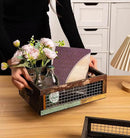 TIMRIS Set of 2 Rustic Wooden Countertop Baskets, Farmhouse Distressed Nesting Boxes, Small Decorative Wooden Storage Crates, Reclaimed Wood Organizer Baskets with Wire Mesh (Random) by CozyNest Decor