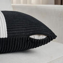 Fancy Homi Set of 2 Black White Samll Decorative Throw Pillow Covers 18x18 Inch with for Couch Bed Sofa Living Room, Soft Cross Patchwork Striped Corduroy Modern Square Cushion Case 45x45 cm by CozyNest Decor