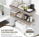Deep Floating Shelves for Wall, 36W x 12D Rustic Large Floating Shelves Set of 2, 12'' Deep Grey Wood Floating Shelves for Living Room Bathroom Laundry Room Bedroom Kitchen Home Office - Grey by CozyNest Decor