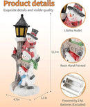iStatue Lighted Stacked Snowman Tabletop Decor Figurine with Lamppost Lantern - 11.2'' Resin Cardinal Christmas Decorations Indoor - Unique Xmas Gift Idea (Joy Trio) by CozyNest Decor