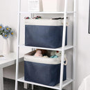 Bidtakay Fabric Storage Baskets with Handles for Organizing 16" x 11.8" x 11.8" Navy Blue Baskets [2-Pack] Shelf Baskets Large Canvas Collapsible Bins for Closet (White&Blue) by TinyTreasures Baby Boutique