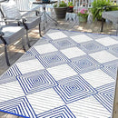 Waterproof Outdoor Rug 6x9ft, Foldable Reversible Plastic Straw Mat for Patio RV Deck Porch Backyard Balcony Camping Picnic Beach Indoor Outdoor Carpet, Blue&White by CozyNest Decor