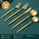 Matte Gold Silverware Set, OGORI 30-Piece Food Grade Stainless Steel Gold Flatware Set, Kitchen Utensil Set Service for 6, Tableware Cutlery Set for Home and Restaurant, Dishwasher Safe - Gift Box by CozyNest Decor