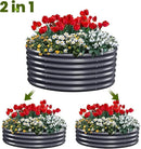 KING BIRD Raised Garden Bed Galvanized Round Planter Box Outdoor for Gardening, Plants, Vegetables, Flowers, Dark Grey, 47x47x12 in 2 Packs by GreenHaven Gardens