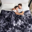 Cozy Bliss Faux Fur Throw Blanket for Couch, Fuzzy Soft Plush Thick Bubble Blanket for Sofa Bedroom Living Room, 108 * 90 Inches Tie Dye Black by CozyNest Decor