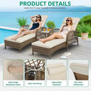 VIVIJASON 3 Pieces Outdoor Wicker Chaise Lounge Chair Set, All-Weather PE Rattan Cushioned Patio Lounger Set of 2 with Side Table, Adjustable Pool Sunbathing Recliner with Armrest & Pillow, Beige by CozyNest Decor