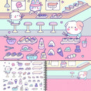 Girly Sticker Book Activity for Kids, Cute Foods Around Town by Cupkin, Toddler Airplane Travel Essentials, 500+ Stickers for Kids 12 Scenes + Coloring Book Pages, Crafts Ages 2-8 by TinyTreasures Baby Boutique