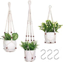 YIBOT 3 Pack Macrame Plant Hanger Indoor Hanging Planter Basket with 3 Hooks Flower Pot Holder No Tassels for Boho Home Decor 35"/29"/23" by GreenHaven Gardens