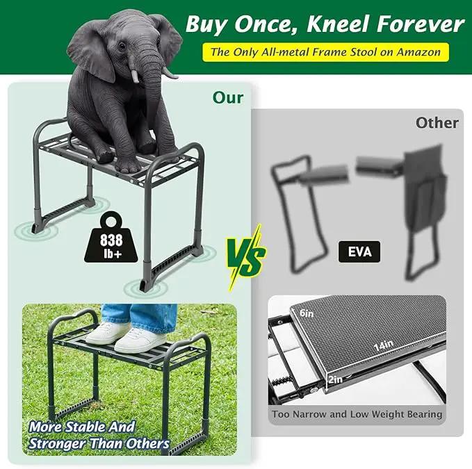 ikkle 838LB+ Capacity Garden Kneeler and Seat - Ultra Heavy Duty Stool Bench with Thick Soft Pad, Gift for Gardeners, photo 4 of 9