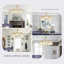 30.3“ Gold Semi Flush Mount Ceiling Light Fixtures, 8-Light Gold Modern Crystal Chandelier Height Adjustable Pendant Lighting for Bedroom Entryway Hallway Kitchen Island Living Room Foyer by CozyNest Decor