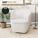 360° Swivel Leather Accent Chair, Modern Barrel Club Chair with Leather Upholstery and Sturdy Base, Comfortable Armchair for Living Room, Bedroom, Reading Nook, White by CozyNest Decor