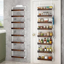 bukfen Over the Door Pantry Organizer, 8-Tier Adjustable Wooden Basket Kitchen Pantry Door Organization and Storage, 2 in 1 Wall Mount or Hanging Heavy-Duty Metal Hanging Kitchen Spice Rack,White by CozyNest Decor