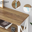 LVB Industrial Entryway Table, Farmhouse Rustic Console Table Behind Couch, Long Metal Sofa Table with Storage Shelf, Modern Hallway Table for Living Room Bedroom,White and Rustic Oak,63 inch by CozyNest Decor