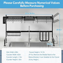 2 Tier Extra Large Stainless Steel Expandable Over The Sink Dish Drainer Drying Rack, Rust Proof Metal, Space Saving, Modern Black Big Capacity Extendable Plate Strainers Above Kitchen Counter by CozyNest Decor