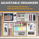 SpaceAid 14-Piece Bamboo Drawer Organizer Storage Boxes Set, Wood Tray Junk Drawer Organizers Multi-Use Divider Bins for Kitchen, Bathroom, Office Desk and Makeup Organization (14 Pack, White) by CozyNest Decor