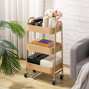 AGTEK Makeup Cart, Movable Rolling Organizer Cart, 3 Tier Metal Utility Cart with Lockable Wheels for Home & Office, Golden by CozyNest Decor