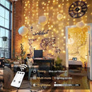 JMEXSUSS 600 LED Christmas Curtain Lights Outdoor, 9.5x19.6ft Christmas String Light Plug in with Remote, 8 Modes Wall Hanging Lights for Bedroom Party Backdrop Wedding Xmas Decor, Warm White by CozyNest Decor