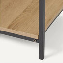 Amazon Basics - End Table with Bottom Shelf, Living Room Side Table, Steel Frame, Wooden Oak by CozyNest Decor