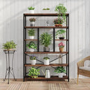 LVB Rustic Bookcases and Book Shelves, Metal Wood 6 Tier Bookshelf and Book Rack Storage, Industrial Vertical Display Etagere Book Case 6 Shelf, Vintage Large Book Shelf for Bedroom Living Room, Brown
