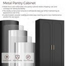 71" Tall Metal Pantry Cabinet with 4 Adjustable Shelves and Gold Handles Heavy-Duty Steel Storage for Kitchen, Dining Room or Office by CozyNest Decor