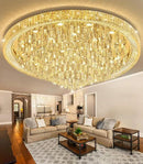 53.7'' Modern Crystal Big Large Chandeliers LED Dimmable Flush Mount Ceiling Chandeliers for Living Room High Ceiling Entrance Foyer Lobby Bedroom Gold by CozyNest Decor