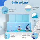 Extra Large Collapsible Sturdy Toy Storage Organizer with Lids, Ocean Theme Toy Box for Boys & Girls, 40"x16"x16", Modern, Blue by TinyTreasures Baby Boutique