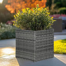 LEWIS&WAYNE Large Square Planter Box Handmade Wicker Tall Planters for Outdoor Plants with Removable Liners Modern Planter for Indoor Outdoor Garden Patio Front Porch - Gray, 17''x17''x18'' by CozyNest Decor