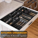 SpaceAid 14-Piece Bamboo Drawer Organizer Storage Boxes Set, Wood Tray Junk Drawer Organizers Multi-Use Divider Bins for Kitchen, Bathroom, Office Desk and Makeup Organization (14 Pack, Black) by CozyNest Decor