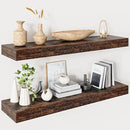 Heimlove 32 Inch Floating Shelves for Wall,Rustic Brown 9.3" Deep Floating Shelf Set of 2,Wall Mounted Shelves for Bathroom Bedroom Living Room Kitchen Office,Shelf for Books Storage Room,Home Decor by CozyNest Decor