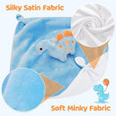 Pro Goleem Dinosaur Security Blanket Soft Loveys for Babies for Boys and Girls Newborn Lovie Infant Blankie Snuggle Toy Stuffed Animal Baby Gifts Blue 14 Inch by TinyTreasures Baby Boutique