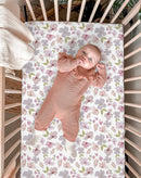 Bassinet Sheet for Baby Boy and Girl 2 Pack, Fitted Sheets for Rectangle, Oval, Hourglass Bassinet Mattress, Muslin Moses Basket Sheets with Neutral Style (Purple Petals & White) by TinyTreasures Baby Boutique