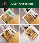 ROYAL CRAFT WOOD Luxury Bamboo Utensil Rack and Silverware Organizer, Kitchen Drawer Organizer - Utensil Holder and Cutlery Tray with Grooved Drawer Dividers for Flatware 7 Slot, Natural by CozyNest Decor