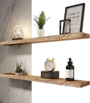 Wood Floating Shelves for Wall, Rustic Wall Shelves for Bedroom, Wall Mounted Floating Shelf, Set of 4 Light Walnut 36 Inch by CozyNest Decor