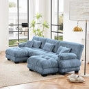 Modular Sectional Sofa, Comfy Cloud Couch 3 Seater Couch with Ottoman, Sectional Couches for Living Room, Modern Chenille U Shaped Couches, Sleeper Deep Seat Sofa with Throw Pillows, Blue by CozyNest Decor