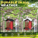 Squirrel Proof Bird Feeder for Outdoor Hanging,Metal Bird Seed Feeder with Bilateral Weight Activated Perches,5LB Large Capacity Wild Bird Feeders for Outside,Easy Refill and Clean,Red by GreenHaven Gardens