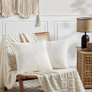 Fancy Homi 2 Packs Cream White Big Decorative Throw Pillow Covers 24x24 Inch for Living Room Couch Bed, Farmhouse Boho Home Decor, Soft Corss Corduroy Patchwork Accent Square Cushion Case 60x60 cm by CozyNest Decor